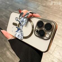 Teléfono con lente magnética y baño de oro azul, compatible con carga inalámbrica magnética y compatible con phone 16 Pro Max, 16, 15 Pro, 14, 14 Plus/14 Pro Max, 13, 13 Pro, 12 Pro, 11/11 Pro y la serie Pro. Es un excelente teléfono para regalar a amigos, en cumpleaños y en fiestas. - Negro - Ver 3
