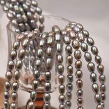 1 String Natural Freshwater Pearl Beads, Rice Shape, Loose Beads For Jewelry Making DIY Fashion Bracelet Necklace Accessories (Approx. 18cm Length, AAA Gray Approx. 36cm Length)