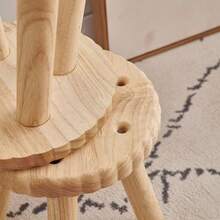 1pc Wooden Round/Square Cookie-Shaped Stool, Suitable For Entryway Shoe Bench, Living Room Decor Shelf, Plant Stand, Multi-Purpose Decoration