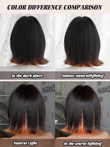 NAMM 12 Inches Black-Brown Highlight Orange Curly Wig With Bangs For Women Fashion Short Curly Wig With Bangs,Natural Looking Heat Resistant Fiber Wig For Girl Daily- Sakura Celebrations Glam & Party Streetwear Photography - Girls Gift Wig Accessories Wig Accessories - 棕色 - 查看 6