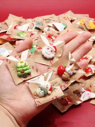 10 件混合树脂材料冰箱圣诞磁铁，圣诞老人，雪人娃娃和节日装饰树礼物，节日礼物，圣诞装饰雪人娃娃圣诞老人，树形磁铁，雪人风格，圣诞老人设计