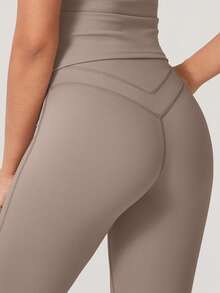 NcmRyu 1 Set Women's Sexy Halter Deep V-Neck Backless Shaping Flared Sports Suit - Grey - View 5