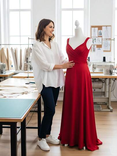 DOPINMIN Female Mannequin Body With Wooden Tripod Stand, 49.6-63.4 Inch, Portable And Adjustable Dress Form For Sewing, Clothing Display, Photographing