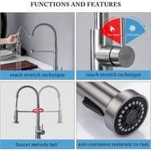 Monobloc Silver Kitchen Sink Mixer Taps With Pull Out Hose Spray Single LeverTap - Silver - View 10