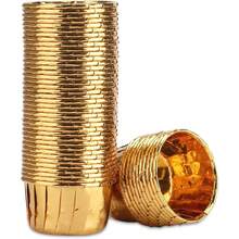 50/100pcs Cupcake Baking Cups,3.5oz Cupcake Cups,Aluminum Cupcake Tip Pan Ramekin Holders Cupcake Wrappers For Wedding Birthday Party Supplies,Gold Color - Gold - View 2