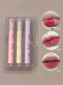 3PCS  Heart-Shaped Moisturizing & Glossy Jelly Lipstick Pen Set Y2K High Pigment  Lip Combo Hydrating Reduce Lip Fine Lines Lip Makeup Mother'S Day Graduation Birthday Holiday Winter Y2K Fancy Fashion Makeup Cosmetic Party Beach Travel Camping Outdoors School Campus Trip Festivals Decor Gift Present Rose Girl Cosplay Best Color Charm Vibe - 彩色 - 查看 4