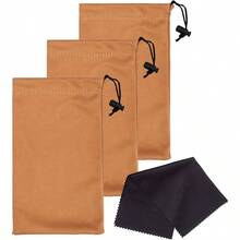 Estuche para gafas de sol, suave y delgado, para gafas y estuche para telfono con cierre de cordn - Marrón claro - Ver 1