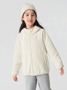 Balabala Tween Girl Jacket 2025 Fall New Polar Fleece Anti-Static Top - Milky White - View 4