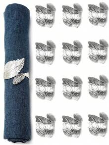 2-24 件套金色叶形餐巾环，闪亮金属餐巾环，用于餐桌装饰，时尚秋季餐巾环散装，适合圣诞节、复活节、婚礼、派对、优雅餐桌布置礼物 - 銀色 - 查看 12