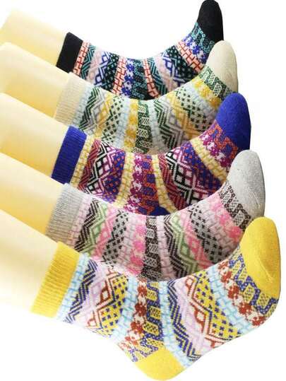 5 paia di calze da donna antiscivolo e anti-attrito, a metà polpaccio, per l'autunno/inverno