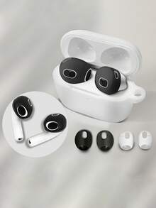 2pcs Thin Eartips Compatible With Airpods 4th Gen, Pro, 3 - White - View 2