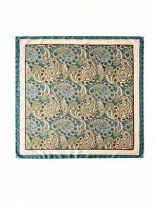 1pc Bohemian Vintage Paisley & Ditsy Floral Silk Woman Bandana Scarf, Lightweight Breathable Shawl, Suitable For Casual Wear & Outdoor In Spring/Summer Hair Accessories Boho Hair Bands Fall Winter Headbands For Women For Vacation Outfits Woman - 藍色 - 查看 3