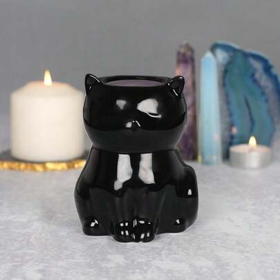 Something Different Cat-Shaped Oil Burner (Black) - 100% Ceramic - (SD2553)