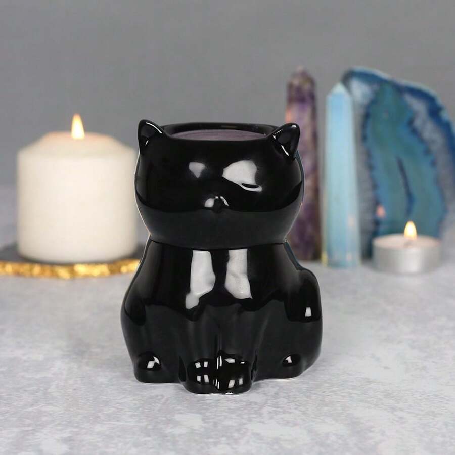 Something Different Cat-Shaped Oil Burner (Black) - 100% Ceramic - (SD2553) - Black - View 1
