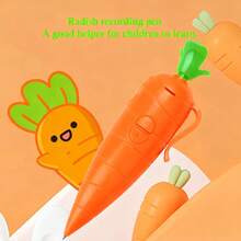 Large Size Carrot Shaped Voice Recorder, Children & Student Writing Tool, Carrot Design Ballpoint Pen With Recording Function, Learning Supplies - Multicolor - View 3