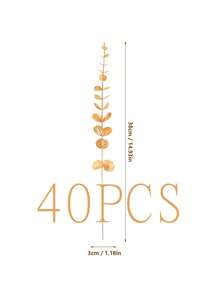40 pièces Feuilles en plastique doré artificielles en glitter d'eucalyptus, plantes fausses en plastique doré pour décoration intérieure et extérieure, fête, mariage, table, DIY