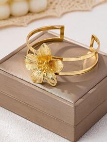 1 件简约优雅高品质小众设计不对称镂空水滴金色金属袖口手链，适合正式场合、派对、日常穿着、办公室、酒吧、音乐节、街头风格、摄影、婚礼、商务活动，是送给朋友和家人的绝佳礼物 - 金黃色 - 查看 4