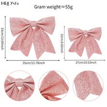 1 Set Assorted Glitter Christmas Bow Decorations - Pink/Red/Gold, Large And Small, Sizes 33cm*35cm And 22cm*27cm, Approx. 55g Each, Suitable For Holiday Decor, Home Decor, Christmas Decor, Room Decor, Winter Christmas Decor, Christmas Gifts - Multicolor - View 3