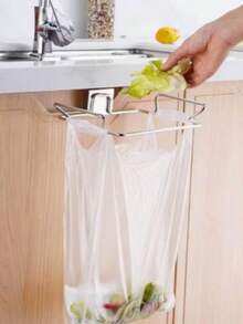 1PC [Rectangular Metal Garbage Holder] Stainless Steel Kitchen Trash Can, Rectangular Metal Garbage Bag Holder, Cabinet Door Waste Storage Rack, With No Electricity Needed For Kitchen Use,Stainless Steel Suspended Garbage Bag Holder And Storage Rack, Heavy Duty Rustproof Waste Storage System, With Anti-Slip Hooks, - Multicolor - View 9