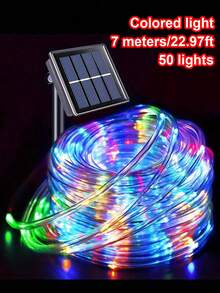 Luces de cadena LED solares impermeables, luces de tubo y cuerda, guirnalda navideña, luces de hadas, iluminación decorativa para exteriores y días festivos - Multicolor - Ver 13