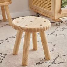 1pc Wooden Round/Square Cookie-Shaped Stool, Suitable For Entryway Shoe Bench, Living Room Decor Shelf, Plant Stand, Multi-Purpose Decoration