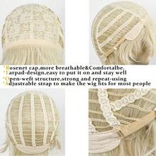 JFAlacos Blonde Wig Short Fashion Spiky Layered Anime Cosplay Wig Halloween Christmas Carnival Dr Up Pretend Play Party Wig Gift+Cap Christmas Day - Blonde - 查看 7