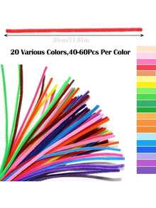 1000 Piezas Limpiapipas, BetterJonny 30cm de Largo Limpia Pipas Colores Surtidos Tallos de Chenilla para Proyectos Manualidades Decoraciones, 10 Colores - 1000 piezas, 20 colores - Ver 3