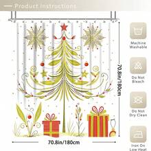 1/3/4pcsGreen Christmas Tree Winter Shower Curtain Bathroom Set, Minimalist Cartoon Waterproof And Wear-Resistant Accessories,With 12 Hooks - Includes Toilet Seat Cover, Bath Mats, And Rugs - Non-Slip Polyester Fabric - Washable - Perfect For Holiday Decor,Home/Bedroom/House/Western Decor,