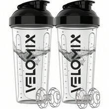 2 Pack 28oz Shaker Bottles With 4 Stainless Steel Balls Leakproof Measurement Marks For Protein Smoothies Gym Travel Halloween Fitness Gift - 4) Clear Prime - 查看 1