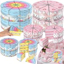 10/20 Piezas Cajas de regalo con forma de pastel de cumpleaños Cajas de papel triangulares para pasteles Contenedores con cinta Cajas de fiesta de color rosa y azul de dibujos animados para decoración de mesa, regalos de boda, baby shower y fiestas de cumpleaños - Multicolor - Ver 2