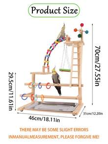 1 件豪华鹦鹉架鹦鹉玩具秋千梯爬梯挂环爬架鸟类用品鸟架 - 彩色 - 查看 2