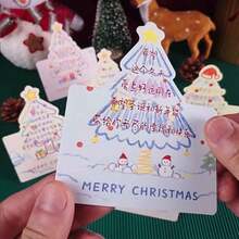 6pcs/12pcs Interesting And Lovely Christmas Greeting Cards, Christmas Element Greeting Cards And Postcards, Mini Greeting Cards, Lovely Christmas Gifts For Friends - Multicolor - View 3