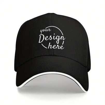 Customizable Black Baseball Cap With "Your Design Here" Text - Adjustable Snapback, Breathable Mesh Back, Perfect For Outdoor Sports & Personalized Gifts, Casual Headwear|Sleek Black Cap|Breathable Mesh Cap