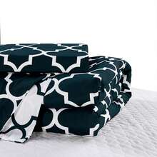 Elegant Comfort All Season Ultra Soft 3pcs Geometric Trellis Comforter Set, Down Alternative Breathable And Comfortable Quilt Luxury Hotel Quality 3 Piece Full/Queen, King/California King And Twin/Twin XL Size Bed Includes 1 Comforter And 2 Pillowcases Bedding Set, Christmas Decorations Gifts, Cozy Winter Styles, Holiday Décor - 海軍 - 查看 5