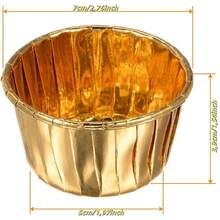 50/100pcs Cupcake Baking Cups,3.5oz Cupcake Cups,Aluminum Cupcake Tip Pan Ramekin Holders Cupcake Wrappers For Wedding Birthday Party Supplies,Gold Color - Gold - View 4