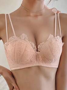 Áo ngực ren tím cho nữ, nâng và làm nổi bật vòng ngực nhỏ, áo ngực hở lưng gợi cảm [Dành cho vòng ngực nhỏ] - Bụi hồng - Xem 3