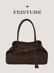 1 chiếc túi xách nữ có dây đeo trang trí dung tích lớn, túi tote thời trang, khóa từ, thích hợp cho bé gái, quý cô, sinh viên đại học, chuyên gia trẻ, tuyệt vời cho công việc, kinh doanh, đi làm, đi học - Cà phê - Xem 12