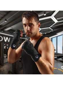 Vendas de boxeo, guardamanos de boxeo, vendas elásticas para manos, paquete de 2 vendas deportivas (5), vendas para artes marciales mixtas Guardamanos elásticos para protección de muñecas y nudillos - Negro - Ver 9
