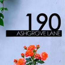 4 Sizes Available! Customized Modern House Number Plate - Black House Number & Address Plate - House Number Sign ,Bachelorette Party Favors - Black - View 4