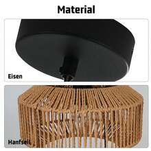 homefire Hanging Lamp Vintage Pendant Light Dining Table 25 Boho Hanging Light Retro 1-Light Dining Room Lamp Rattan Design With E27 Socket For Dining Room Bedroom Living Room Hallway Kitchen / Without Light Source - Kurze Laterne - 查看 7