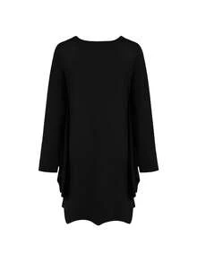 1 件女士万圣节服装连衣裙，圆领露肩蝙蝠袖设计 - 黑色 - 查看 3