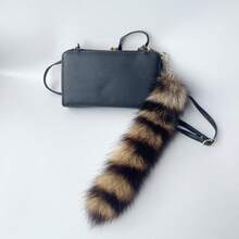 Faux Fur Fox Tail KeyChain For Women Therian Costume Cosplay Handbag Fashion Charm Wolf Tail Keychain Gift For PartyChristmas - Gold - View 4