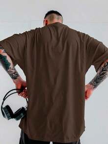 Fashion T-Shirt Streetwear Shirt Plain Premium Summer Winter Oversized T-Shirt Stylish Cotton - Rỉ Nâu - Xem 2