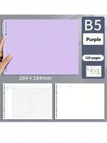 120 pages Cahier à couverture rigide B5 à feuilles mobiles - Design minimaliste, agenda journalier et hebdomadaire, langue anglaise, reliure spirale, surface mate, convient pour les fournitures scolaires et de bureau, cahier étudiant - B5 - Voir 7