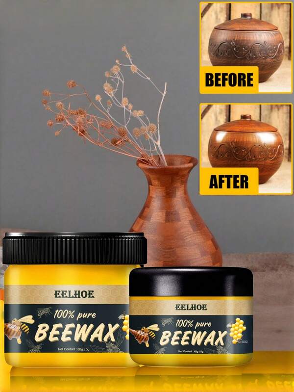 EELHOE EELHOE;40/80g,100% Cire d'abeille naturelle pour l'entretien des meubles, le polissage, l'imperméabilisation, la résistance aux fissures, l'amélioration de l'éclat, l'entretien des sols en bois résistants à l'usure