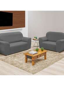 3 And 2-Seater Sofa Cover Kit, King Size GG, Plain, Various Colors, Gel Mesh - 灰色 - 查看 2