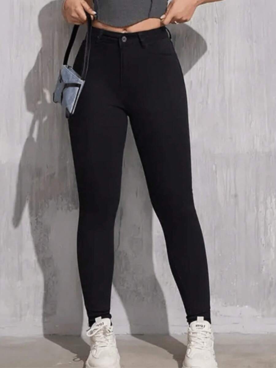 Women's High Waist Jeans With Lycra Anatomical Model Butt With Lycra - màu đen - Xem 1
