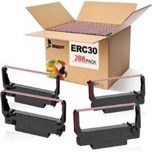Replacement For ERC-30, ERC 30 34 38 B/R Compatible Ribbon Used With Epson ERC30 ERC34 ERC38 NK506 Printer (Black And Red, 288 Pack),23715315 - Black - View 1