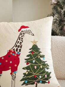 1 Stück Weihnachts-Hirsch bestickter Plüsch Kissenbezug, geeignet für Wohnzimmer, Sofa, Schlafzimmer, Partys und verschiedene Umgebungen, ganzjährig verwendbar