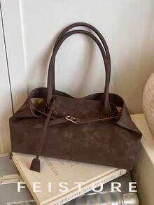 1 chiếc túi xách nữ có dây đeo trang trí dung tích lớn, túi tote thời trang, khóa từ, thích hợp cho bé gái, quý cô, sinh viên đại học, chuyên gia trẻ, tuyệt vời cho công việc, kinh doanh, đi làm, đi học - Cà phê - Xem 6